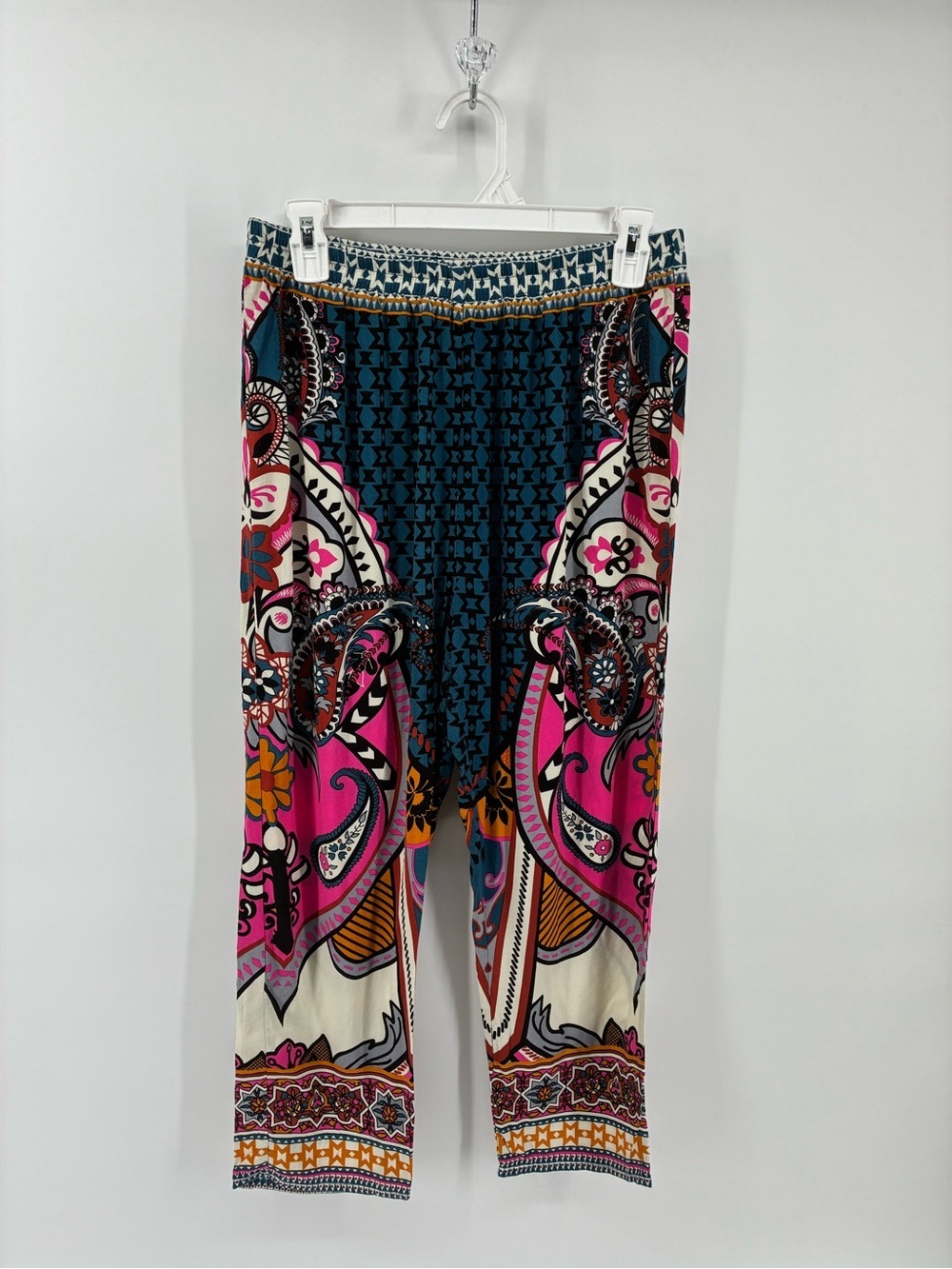 Flying Tomato Vibrant Pink and Blue Pants Lightweight Cropped Ankle Capris